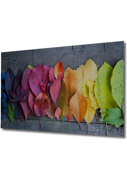 Dekoratif Renkli Yapraklar Ahşap Tablo Şık Yatay Duvar Dekorasyon Tablosu fırsatları