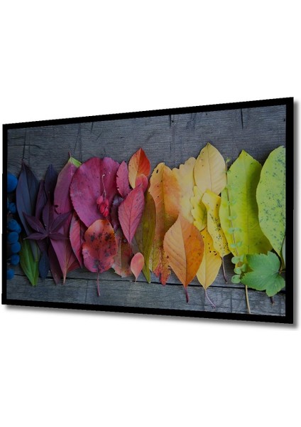 Dekoratif Renkli Yapraklar Ahşap Tablo Şık Yatay Duvar Dekorasyon Tablosu indirimleri