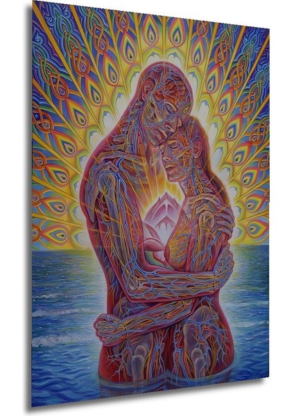 Dekoratif Dikey Sevginin Gücü Spiritüel Modern Sanat Duvar Tablo Ahşap Dikdörtgen Tablo