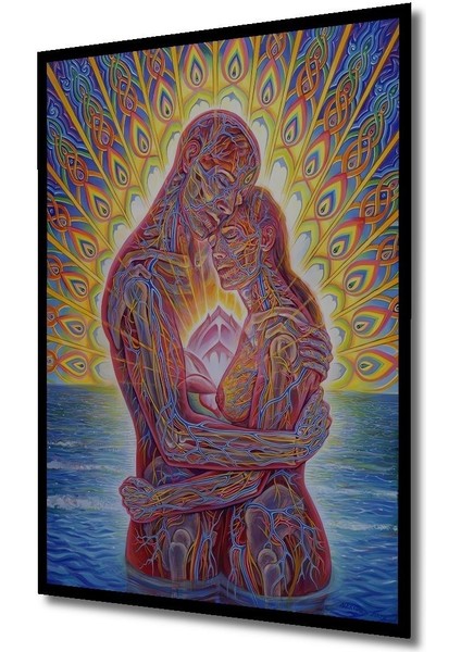 Dekoratif Dikey Sevginin Gücü Spiritüel Modern Sanat Duvar Tablo Ahşap Dikdörtgen Tablo
