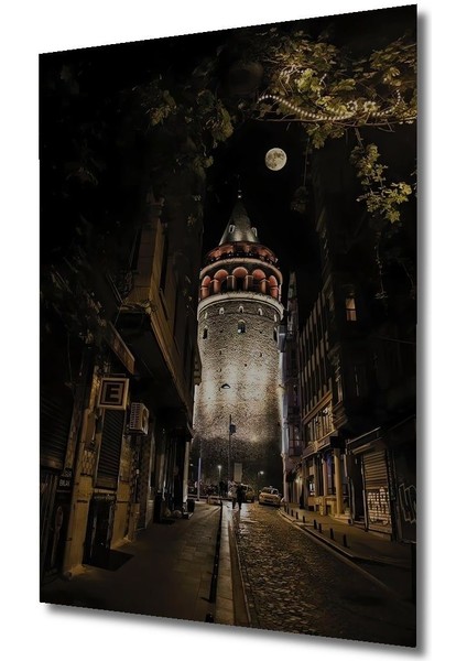 Dekoratif Dikey Galata Kulesi Manzara Duvar Tablo Ahşap Dikdörtgen Tablo fırsatları