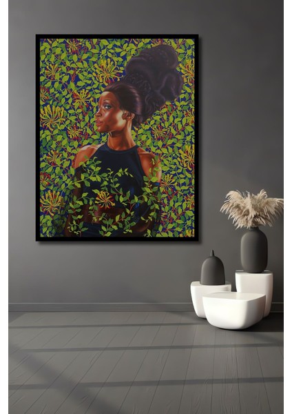 Dekoratif Dikey Modern Sanat Kadın ve Çiçek Desen Duvar Tablo Ahşap Dikdörtgen Tablo fiyatları
