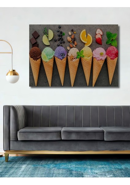 Modern Külah Dondurma Ice Cream Duvar Ahşap Tablo Tablosu Tablolar Yatay Duvar Dekorasyon Tablosu