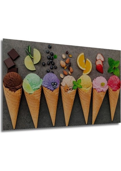 Modern Külah Dondurma Ice Cream Duvar Ahşap Tablo Tablosu Tablolar Yatay Duvar Dekorasyon Tablosu