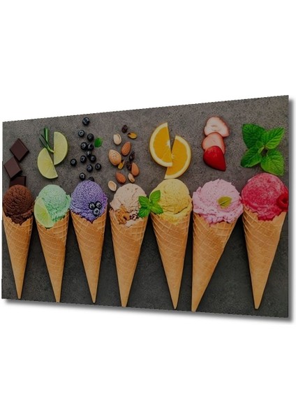 Modern Külah Dondurma Ice Cream Duvar Ahşap Tablo Tablosu Tablolar Yatay Duvar Dekorasyon Tablosu
