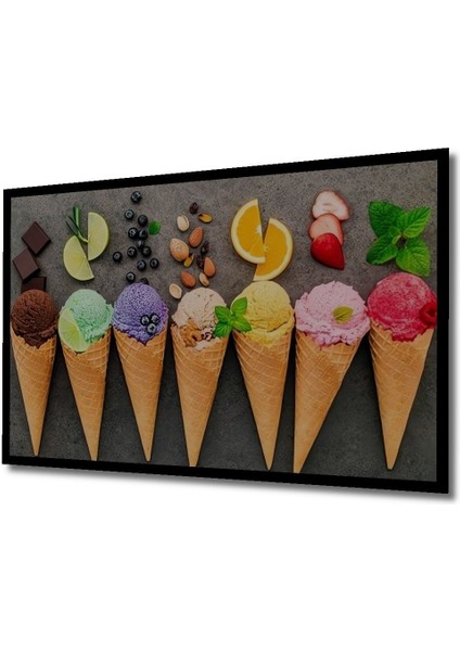 Modern Külah Dondurma Ice Cream Duvar Ahşap Tablo Tablosu Tablolar Yatay Duvar Dekorasyon Tablosu