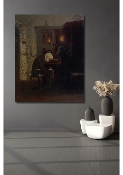 Dekoratif Dikey Yaşlı Adam Modern Sanat Duvar Tablo Ahşap Dikdörtgen Tablo