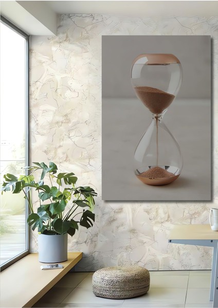 Dekoratif Dikey Kum Saati Duvar Tablo Ahşap Dikdörtgen Tablo