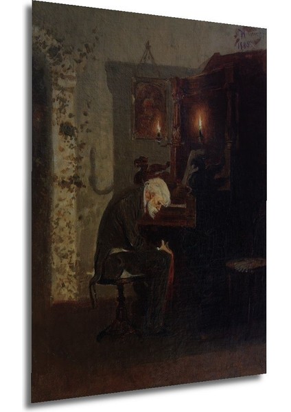 Dekoratif Dikey Yaşlı Adam Modern Sanat Duvar Tablo Ahşap Dikdörtgen Tablo