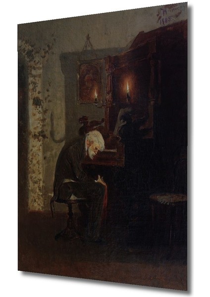 Dekoratif Dikey Yaşlı Adam Modern Sanat Duvar Tablo Ahşap Dikdörtgen Tablo