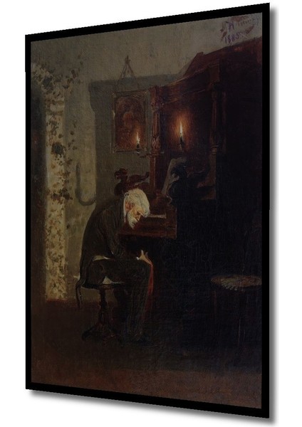 Dekoratif Dikey Yaşlı Adam Modern Sanat Duvar Tablo Ahşap Dikdörtgen Tablo