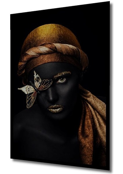 Ahşap Tablo Kelebekli Afrikalı Kadın Duvar Dekorasyon Tablo Çerçeve Görünümlü Dikey Duvar Tablo modelleri