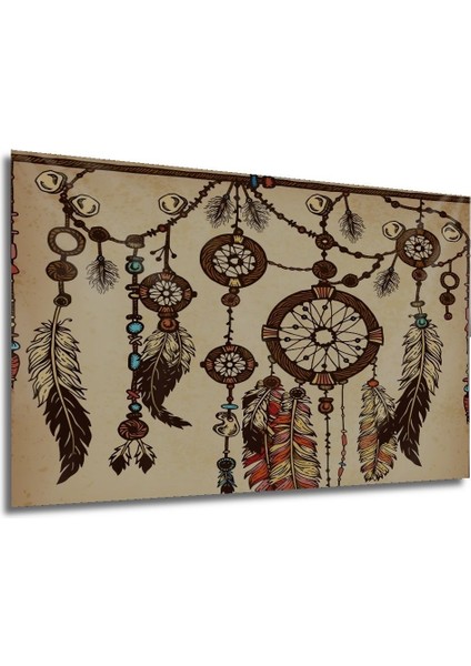 Dekoratif Ahşap Dream Catcher Kuş Tüylü Bohem Desen Tablo Şık Yatay Duvar Dekorasyon Tablosu modelleri
