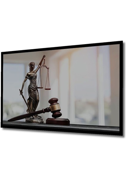 Themis Heykeli Kılıç Terazi Adalet Tokmağı Hakim Savcı Hukuk Bürosu Yatay Ahşap Tablo Yatay Tablo indirimleri