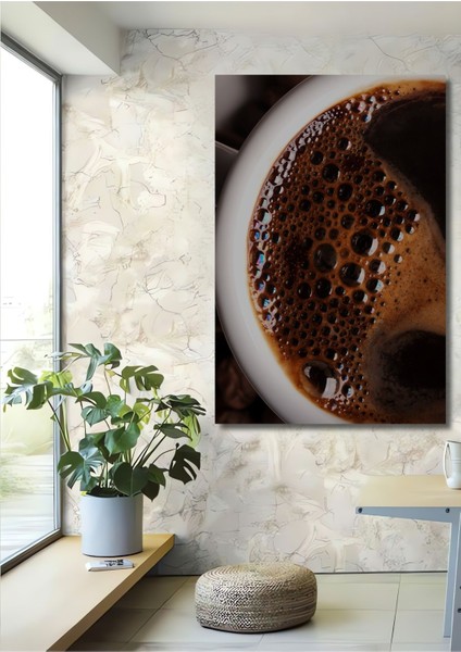 Dekoratif Dikey Köpüklü Kahve Duvar Tablo Ahşap Dikdörtgen Tablo