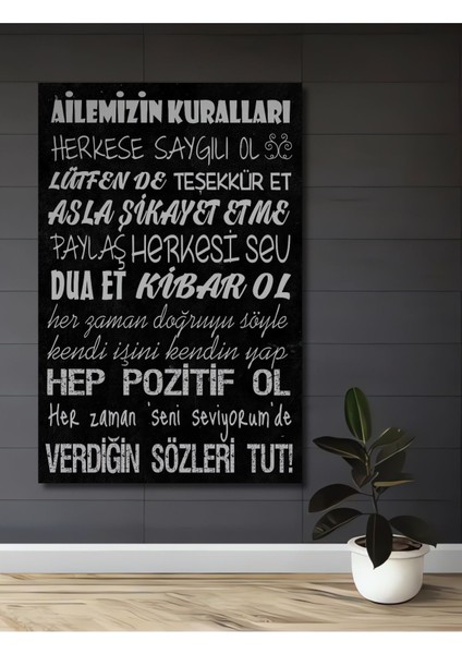 Dekoratif Ailemizin Kuralları Ahşap Tablo Çerçeve Görünümlü Dikey Duvar Dekorasyon Tablosu fiyatları