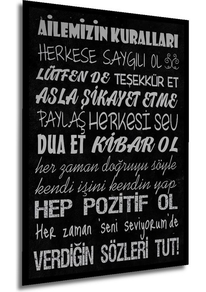 Dekoratif Ailemizin Kuralları Ahşap Tablo Çerçeve Görünümlü Dikey Duvar Dekorasyon Tablosu fırsatları
