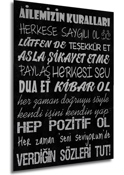 Dekoratif Ailemizin Kuralları Ahşap Tablo Çerçeve Görünümlü Dikey Duvar Dekorasyon Tablosu indirimleri