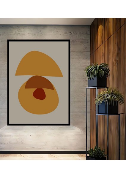 Dekoratif Bohem Minimalist Soyut Çizim Ahşap Tablo Çerçeve Görünümlü Dikey Duvar Dekorasyon Tablosu
