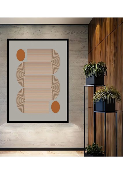 Dekoratif Bohem Minimalist Soyut Çizim Ahşap Tablo Çerçeve Görünümlü Dikey Duvar Dekorasyon Tablosu