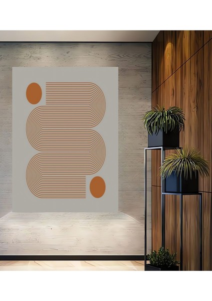 Dekoratif Bohem Minimalist Soyut Çizim Ahşap Tablo Çerçeve Görünümlü Dikey Duvar Dekorasyon Tablosu