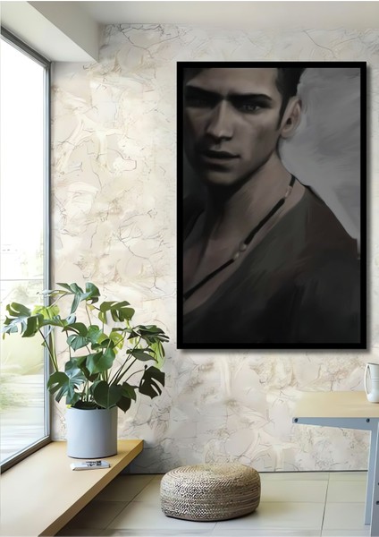 Dekoratif Dikey Modern Sanat Adam Yağlı Boya Görünümlü Duvar Tablo Ahşap Dikdörtgen Tablo