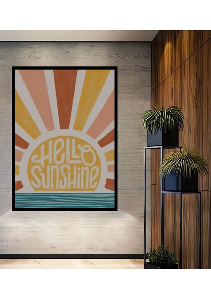 Dekoratif Bohem Minimalist Soyut Çizim Ahşap Tablo Çerçeve Görünümlü Dikey Duvar Dekorasyon Tablosu