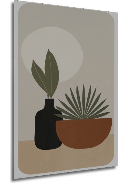 Dekoratif Bohem Minimalist Soyut Çizim Ahşap Tablo Çerçeve Görünümlü Dikey Duvar Dekorasyon Tablosu