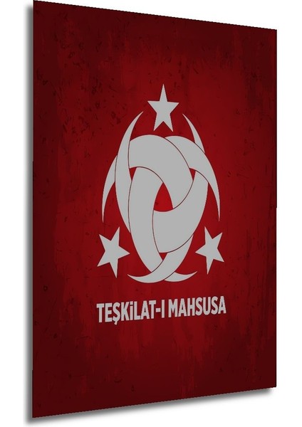 Dekoratif Dikey Teşkilat-I Mahsusa Duvar Tablo Ahşap Dikdörtgen Tablo