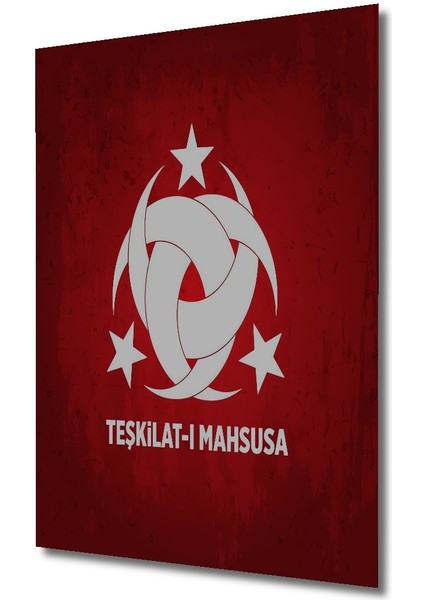 Dekoratif Dikey Teşkilat-I Mahsusa Duvar Tablo Ahşap Dikdörtgen Tablo