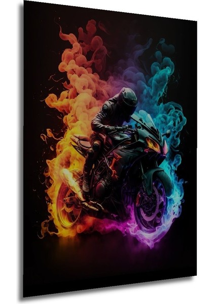Dekoratif Dikey Neon Duman Motosiklet Duvar Tablo Ahşap Dikdörtgen Tablo modelleri