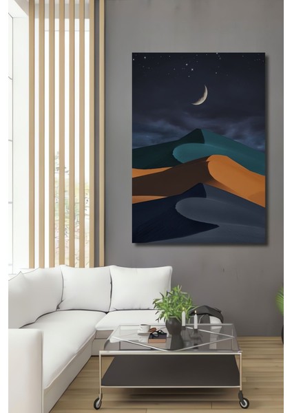 Dekoratif Bohem Minimalist Soyut Çizim Ahşap Tablo Çerçeve Görünümlü Dikey Duvar Dekorasyon Tablosu