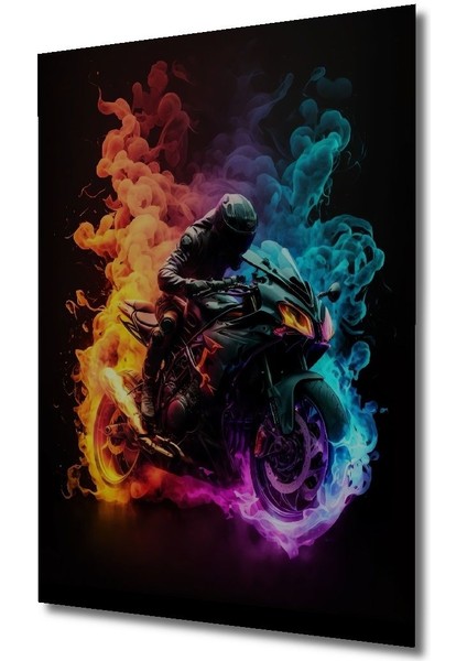 Dekoratif Dikey Neon Duman Motosiklet Duvar Tablo Ahşap Dikdörtgen Tablo fırsatları
