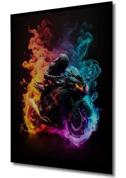 Dekoratif Dikey Neon Duman Motosiklet Duvar Tablo Ahşap Dikdörtgen Tablo indirimleri