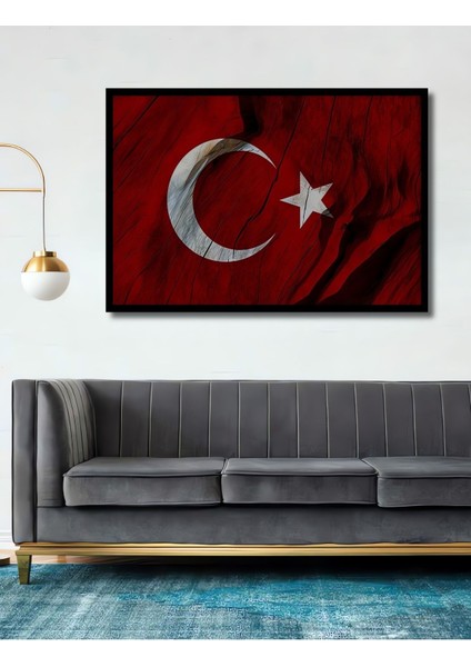 Dekoratif Ahşap Tablo Türk Bayrağı (Ay Yıldız) Şık Yatay Duvar Dekorasyon Tablosu fiyatları