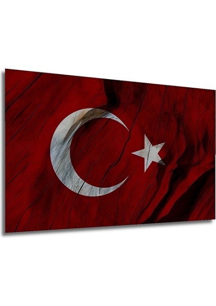 Dekoratif Ahşap Tablo Türk Bayrağı (Ay Yıldız) Şık Yatay Duvar Dekorasyon Tablosu modelleri