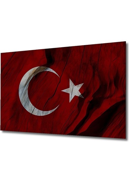 Dekoratif Ahşap Tablo Türk Bayrağı (Ay Yıldız) Şık Yatay Duvar Dekorasyon Tablosu fırsatları