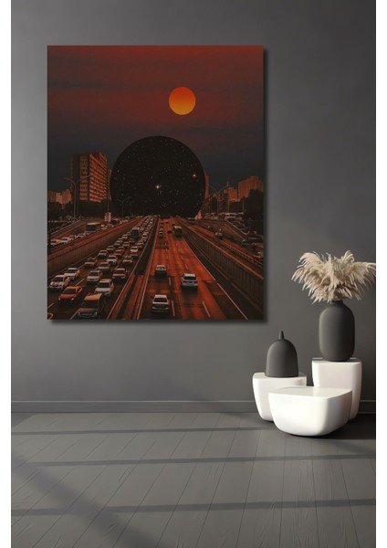 Dekoratif Dikey Sonsuzluğa Giden Yol Sürreal Sanat Duvar Tablo Ahşap Dikdörtgen Tablo