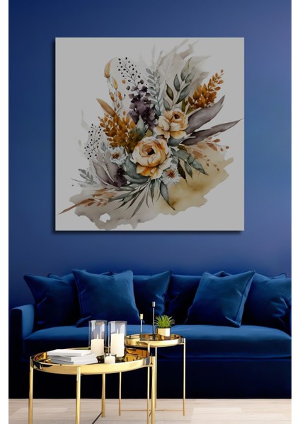 Dekoratif Dikey Çiçekler Modern Sanat Duvar Tablo Ahşap Dikdörtgen Tablo