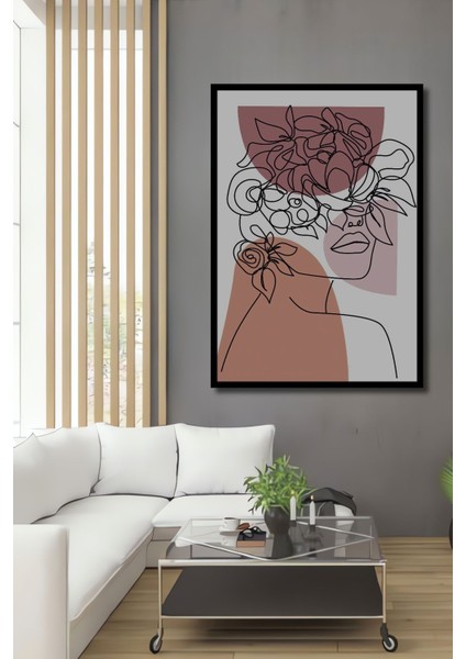 Ahşap Tablo Mid Century Matisse Bohem Soyut Minimalist Art Çerçeve Görünümlü Dikey Duvar Tablo