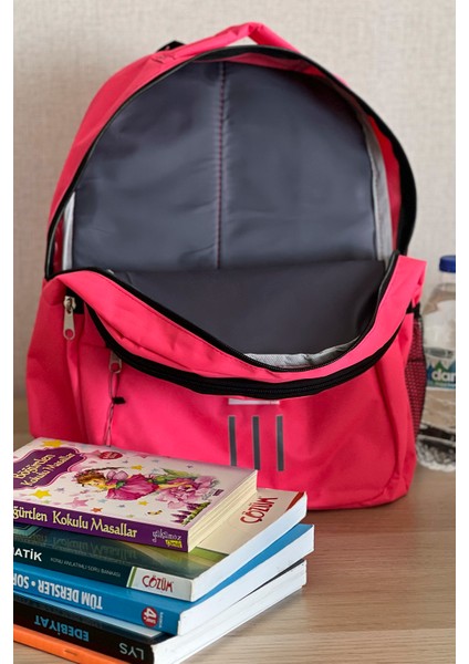 Pembe Sırt Çantası Büyük Boy Okul Çantası Seyahat Çantası Su Itici Spor Çantası 45X30X15CM 24LT