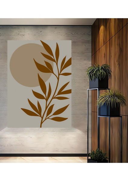 Dekoratif Bohem Minimalist Soyut Çizim Ahşap Tablo Çerçeve Görünümlü Dikey Duvar Dekorasyon Tablosu
