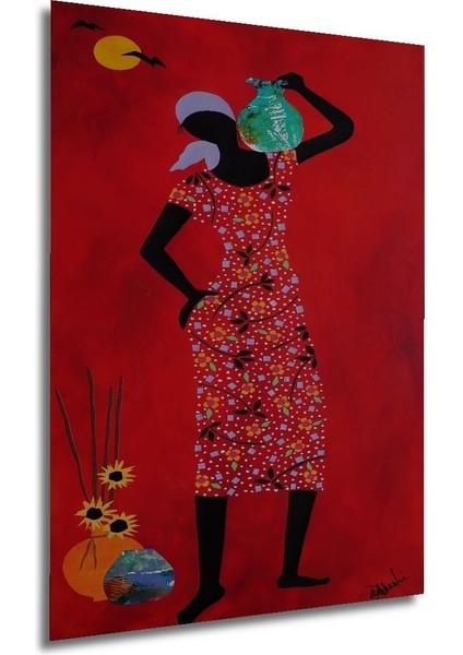 Dekoratif Dikey Afrikalı Kadın ve Sanat Duvar Tablo Ahşap Dikdörtgen Tablo modelleri