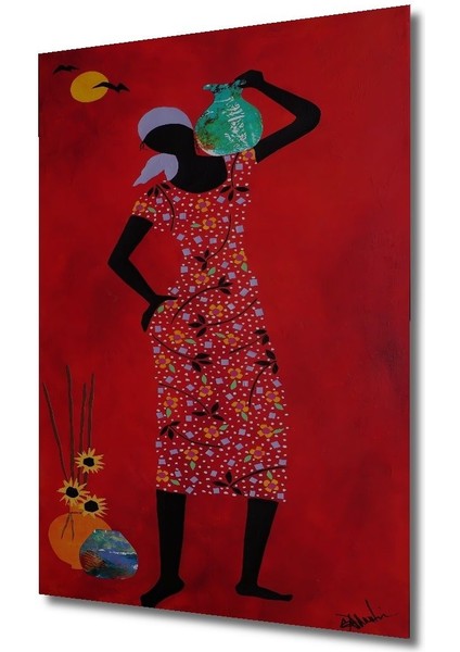 Dekoratif Dikey Afrikalı Kadın ve Sanat Duvar Tablo Ahşap Dikdörtgen Tablo fırsatları