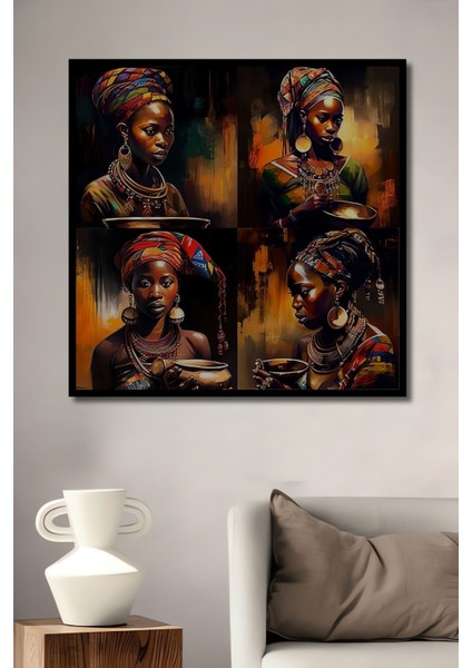 Dekoratif Dikey Afrikalı Kadın Modern Sanat Duvar Tablo Ahşap Dikdörtgen Tablo fiyatları