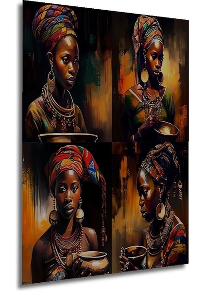 Dekoratif Dikey Afrikalı Kadın Modern Sanat Duvar Tablo Ahşap Dikdörtgen Tablo modelleri