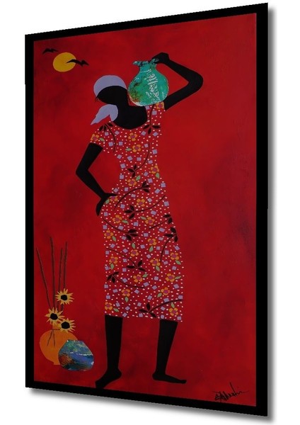 Dekoratif Dikey Afrikalı Kadın ve Sanat Duvar Tablo Ahşap Dikdörtgen Tablo indirimleri