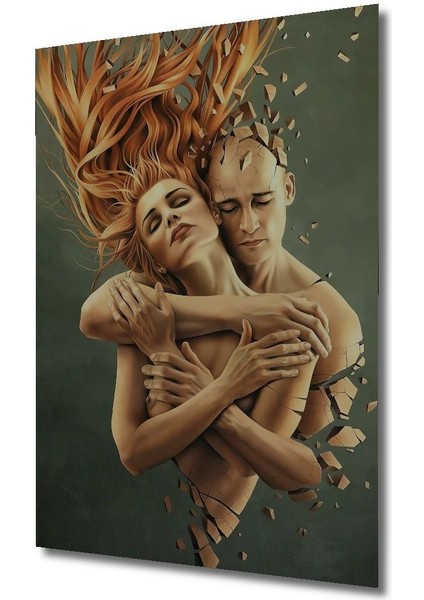 Dekoratif Dikey Sarılan Çift Sürreal Sanat Duvar Tablo Ahşap Dikdörtgen Tablo fırsatları