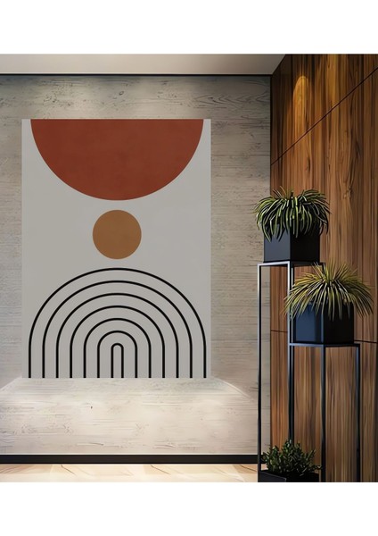 Dekoratif Bohem Minimalist Soyut Çizim Ahşap Tablo Çerçeve Görünümlü Dikey Duvar Dekorasyon Tablosu
