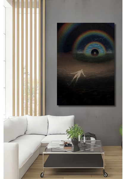 Dekoratif Dikey Sonsuzluğa Gidiş Spiritual Modern Sanat Duvar Tablo Ahşap Dikdörtgen Tablo